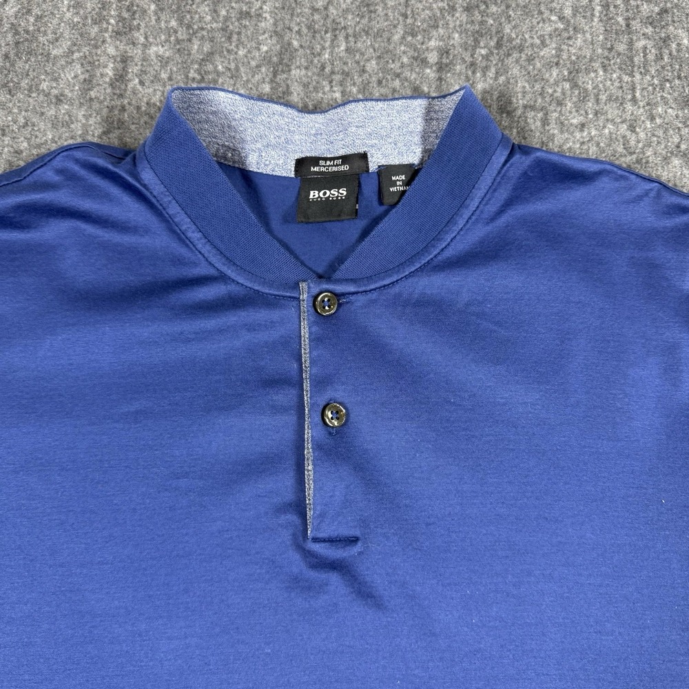 BOSS Hugo Boss Men's S Slim Fit Mercerised Cotton Blue Polo Shirt Short Sleeve